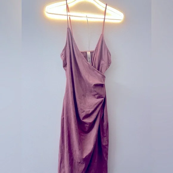 New Pink Suede Dress Mini Sleeveless Date Night Cocktail Spring Summer - Picture 9 of 11